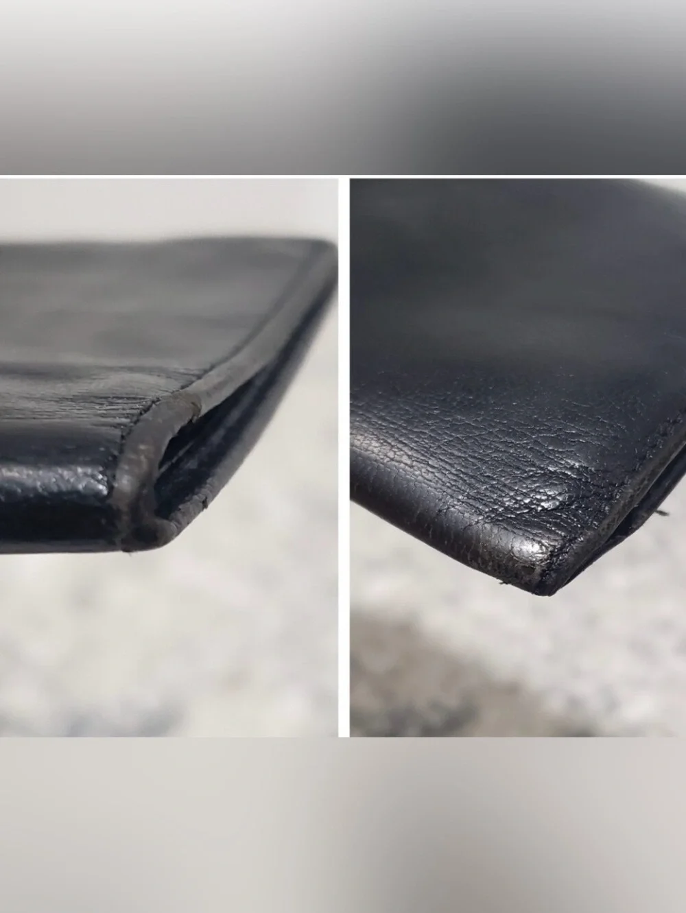 Gucci Vintage Black Long Slim Leather Bifold Wallet